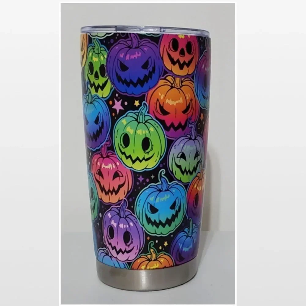 Tumbler Large 20oz Pumpkin Halloween Colorful Stainless Steel Double Insulated
